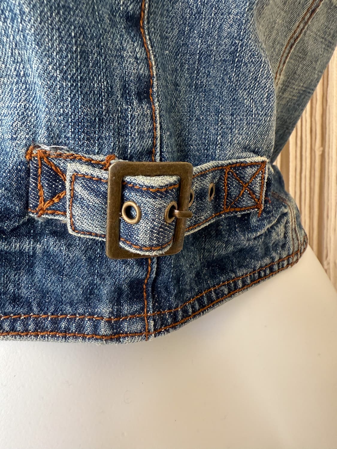  Cinch back Embroidered Denim Vest 0053 상품이미지6