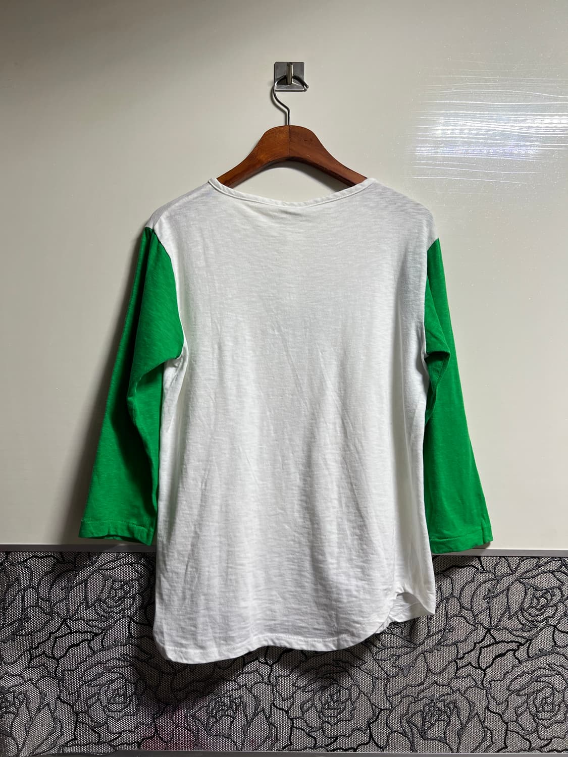 챔피온 7부 래글런 티셔츠 화이트/그린 상품이미지8