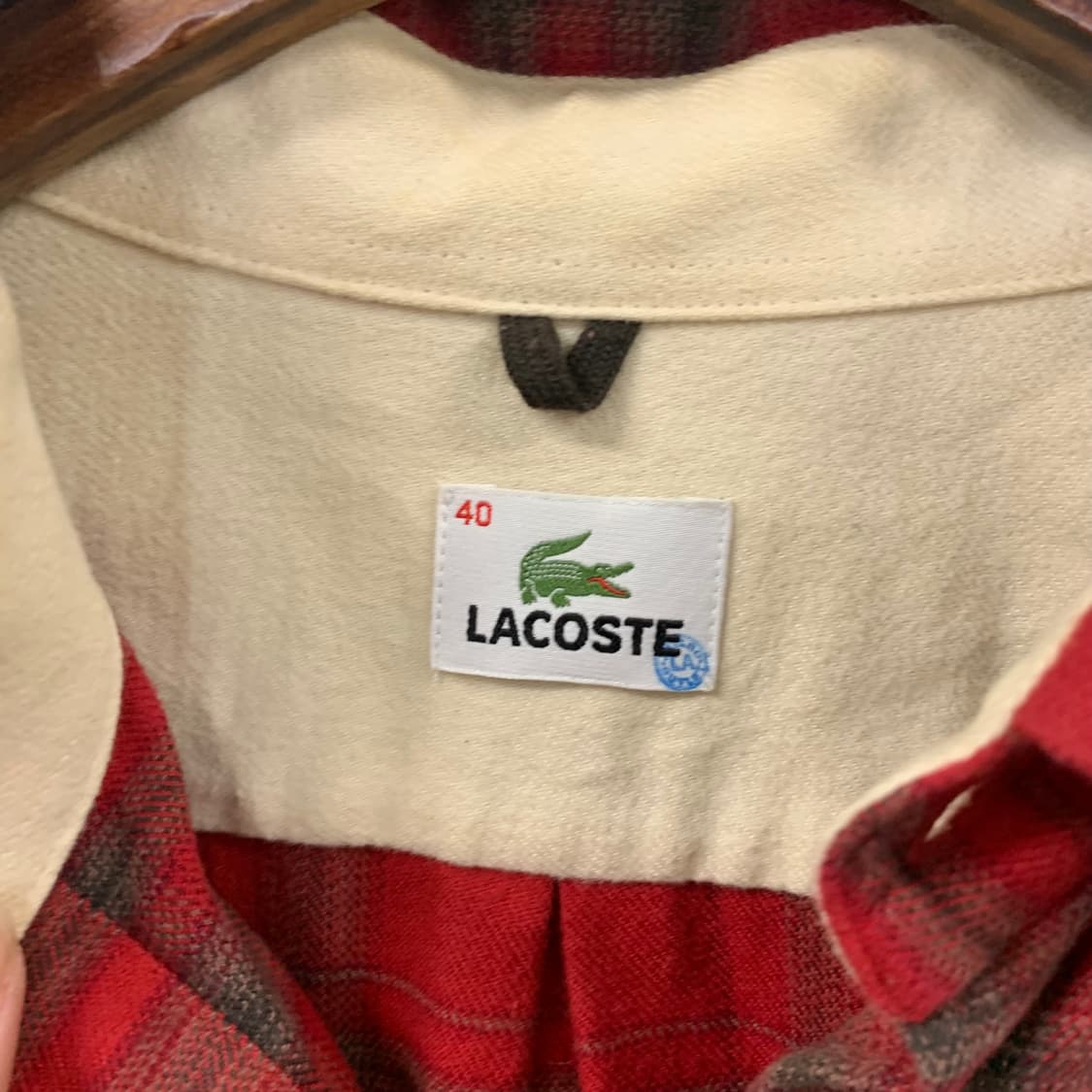라코스테 자수로고 레드 체크 셔츠 상품이미지6