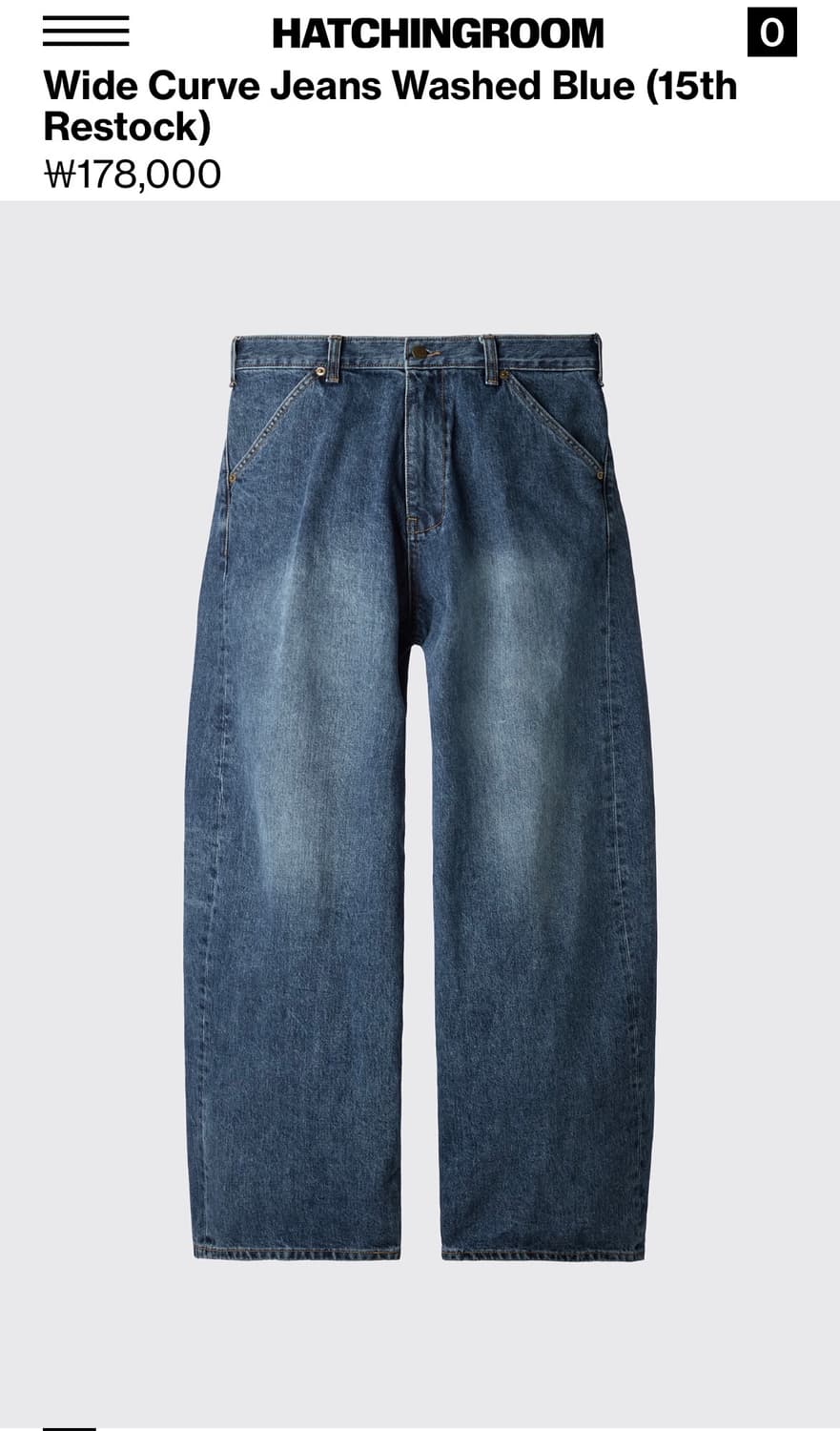 해칭룸 와이드 커브진 워시드 블루 3 상품이미지1