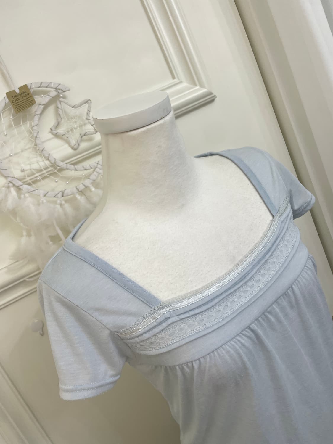 sky-blue lace trimming half top(size-L) 상품이미지7