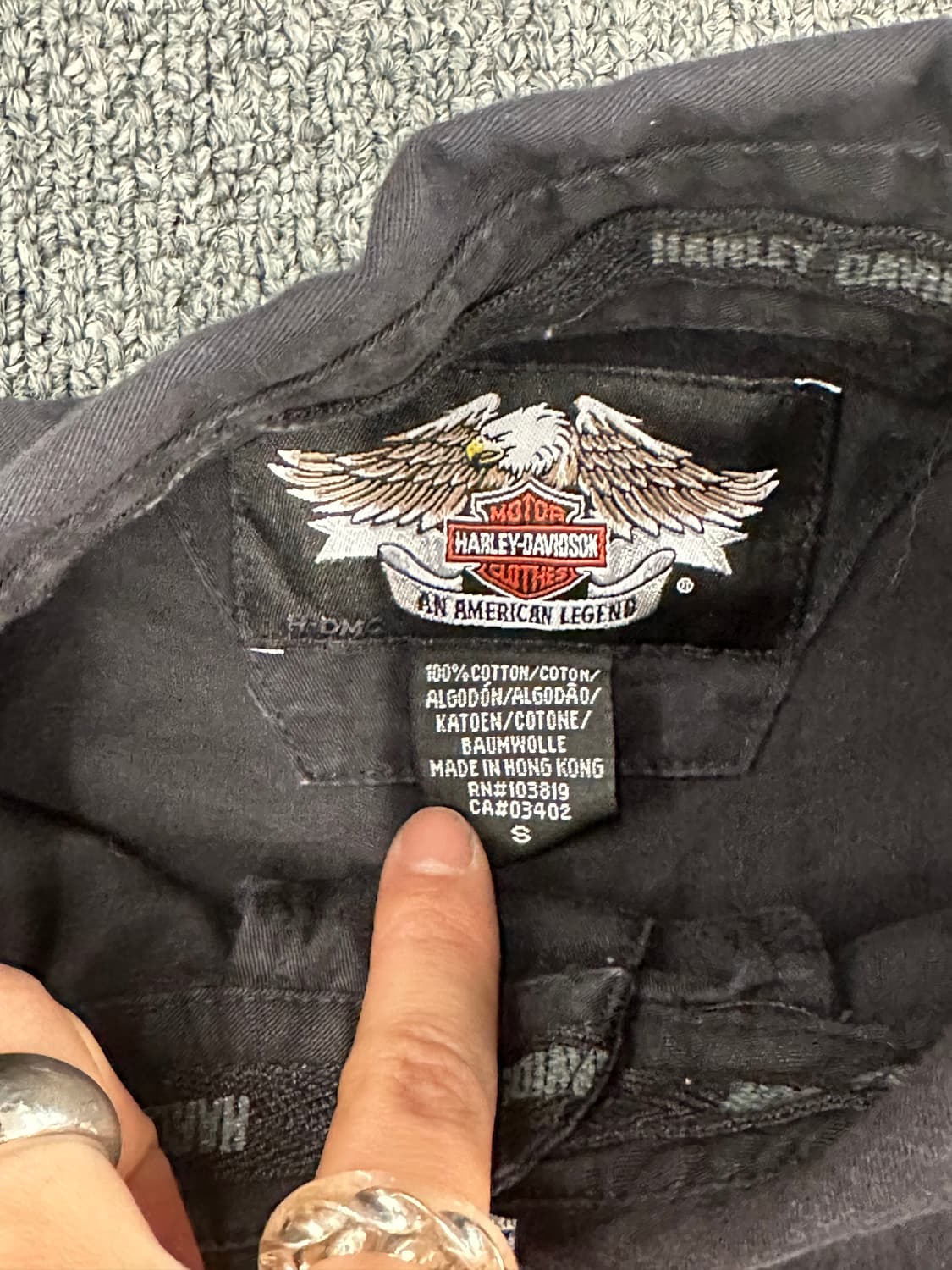 S)할리데이비슨 빈티지 후면 이글 자수 반팔셔츠 상품이미지4