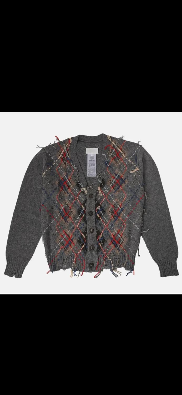 구매) 마르지엘라 컷아웃 아가일 가디건  상품이미지1