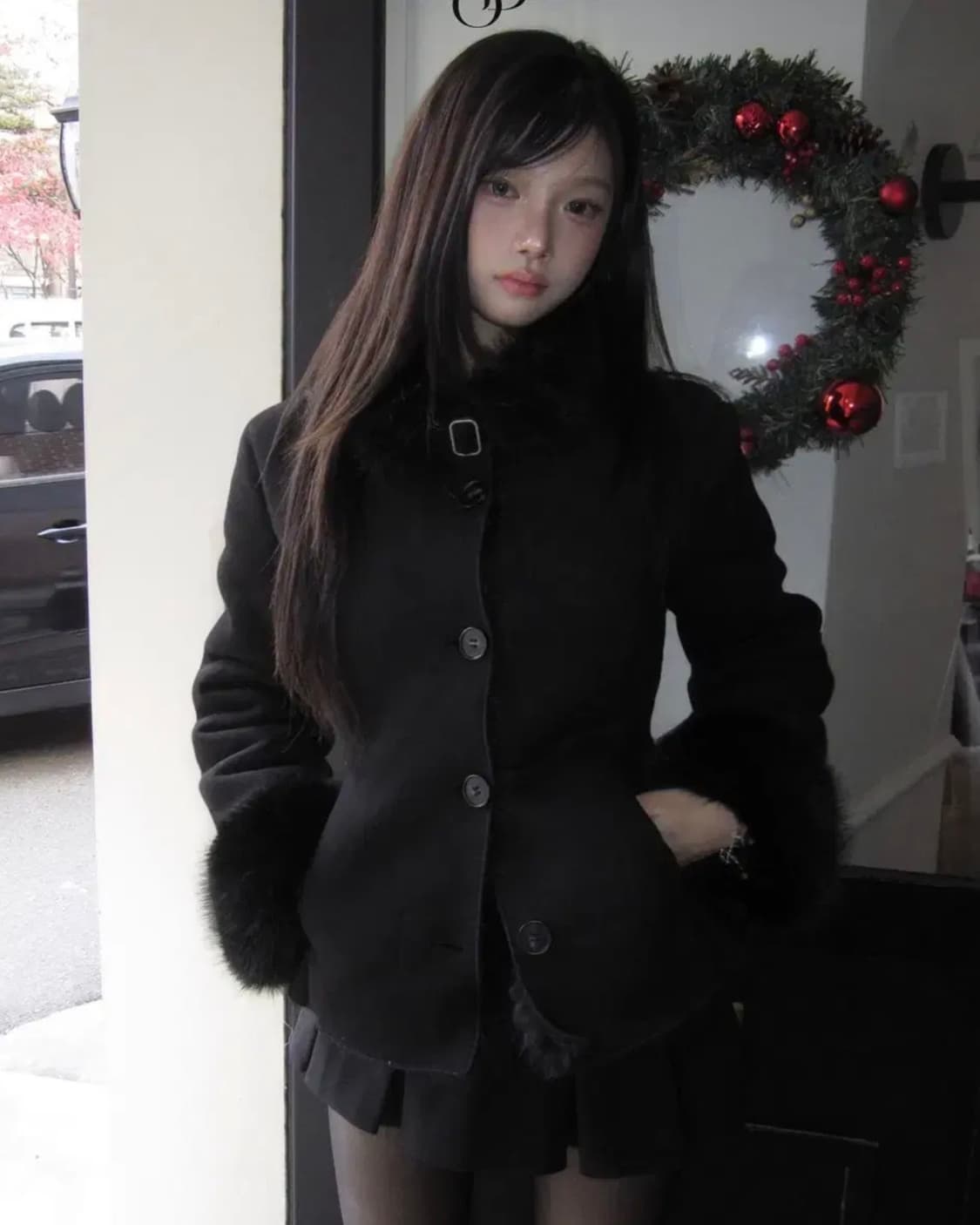 모디무드 자체제작 라인 퍼 무스탕 상품이미지3