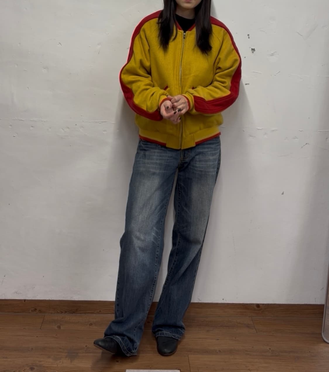 90s 할리 데이비슨 울 블루종 자켓 상품이미지1