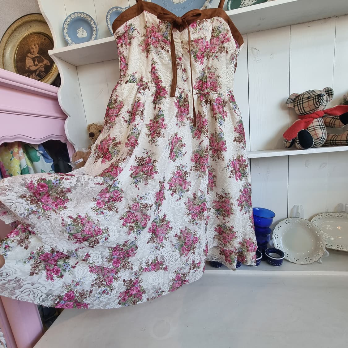 플라워 레이스 스트랩 원피스 상품이미지3