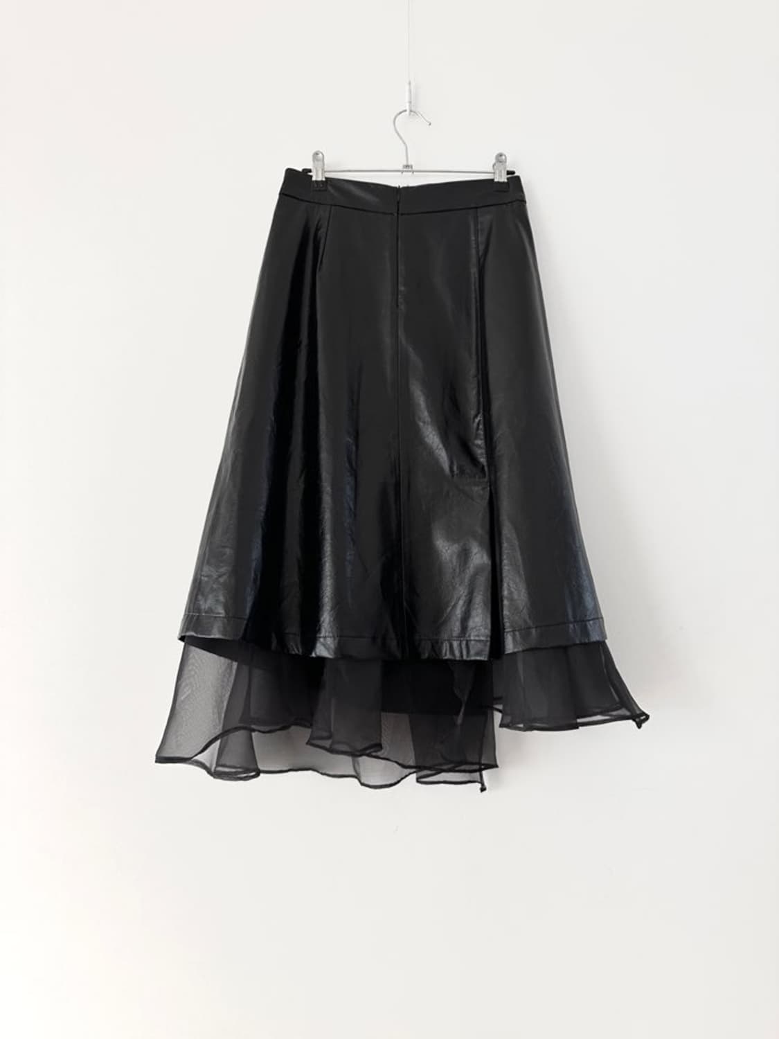 Leather sheer long skirt / black 상품이미지4