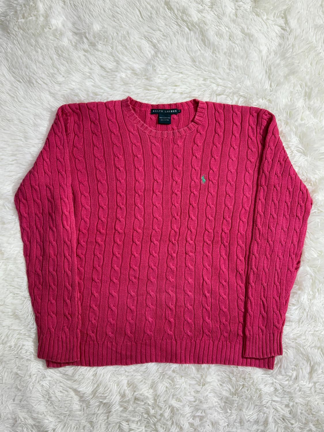 폴로 랄프로렌 핑크 포니 꽈배기 니트  상품이미지3