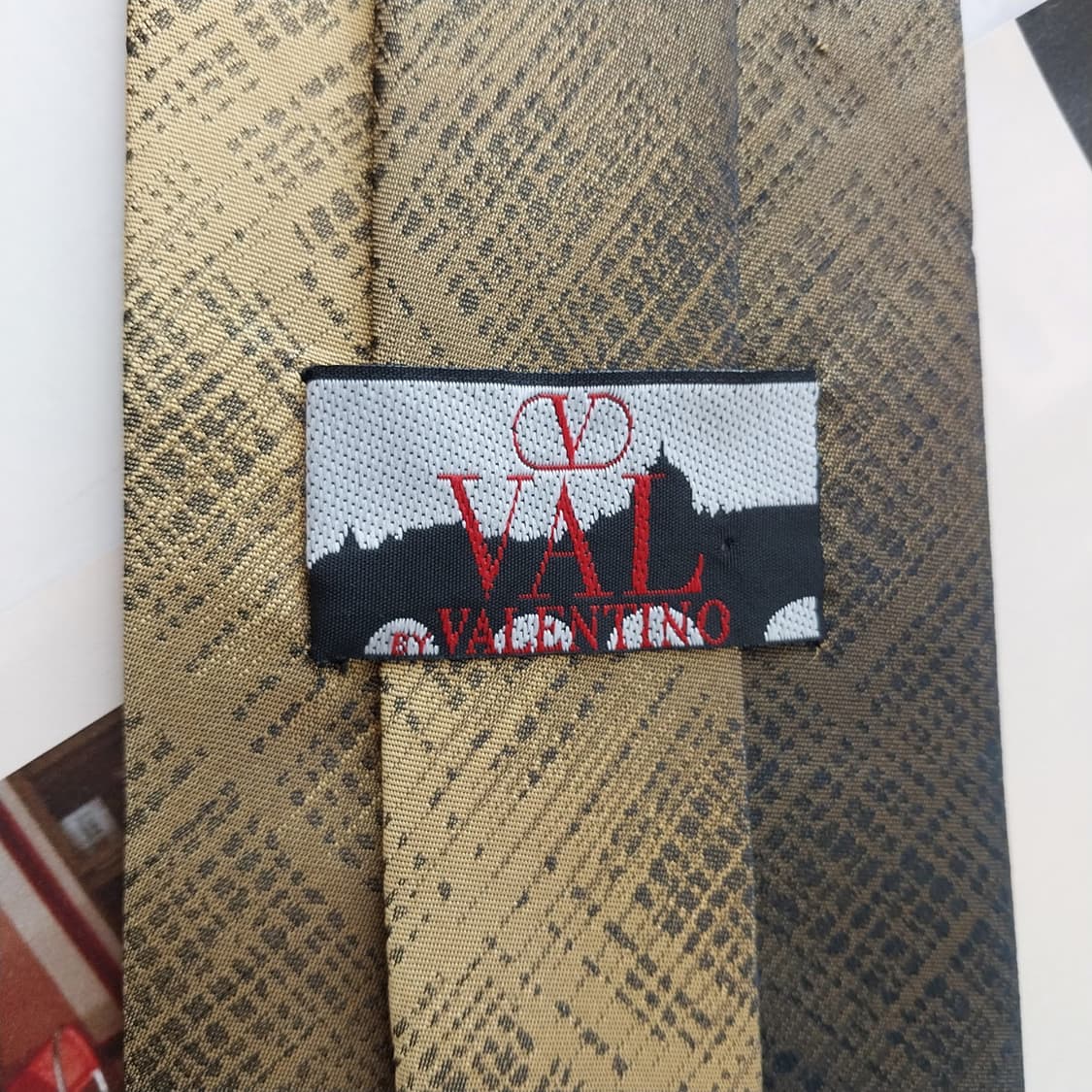 발렌티노 실크 골드 패턴 넥타이 10cm A+~A등급 K2596 상품이미지7