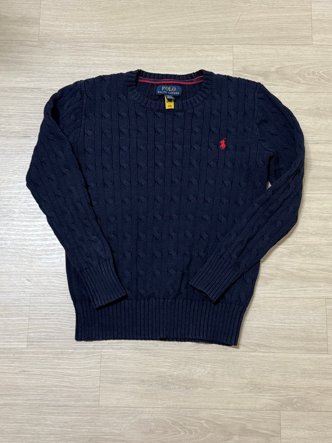 폴로 케이블 크루넥 꽈배기 니트 (네이비, m) 상품이미지2