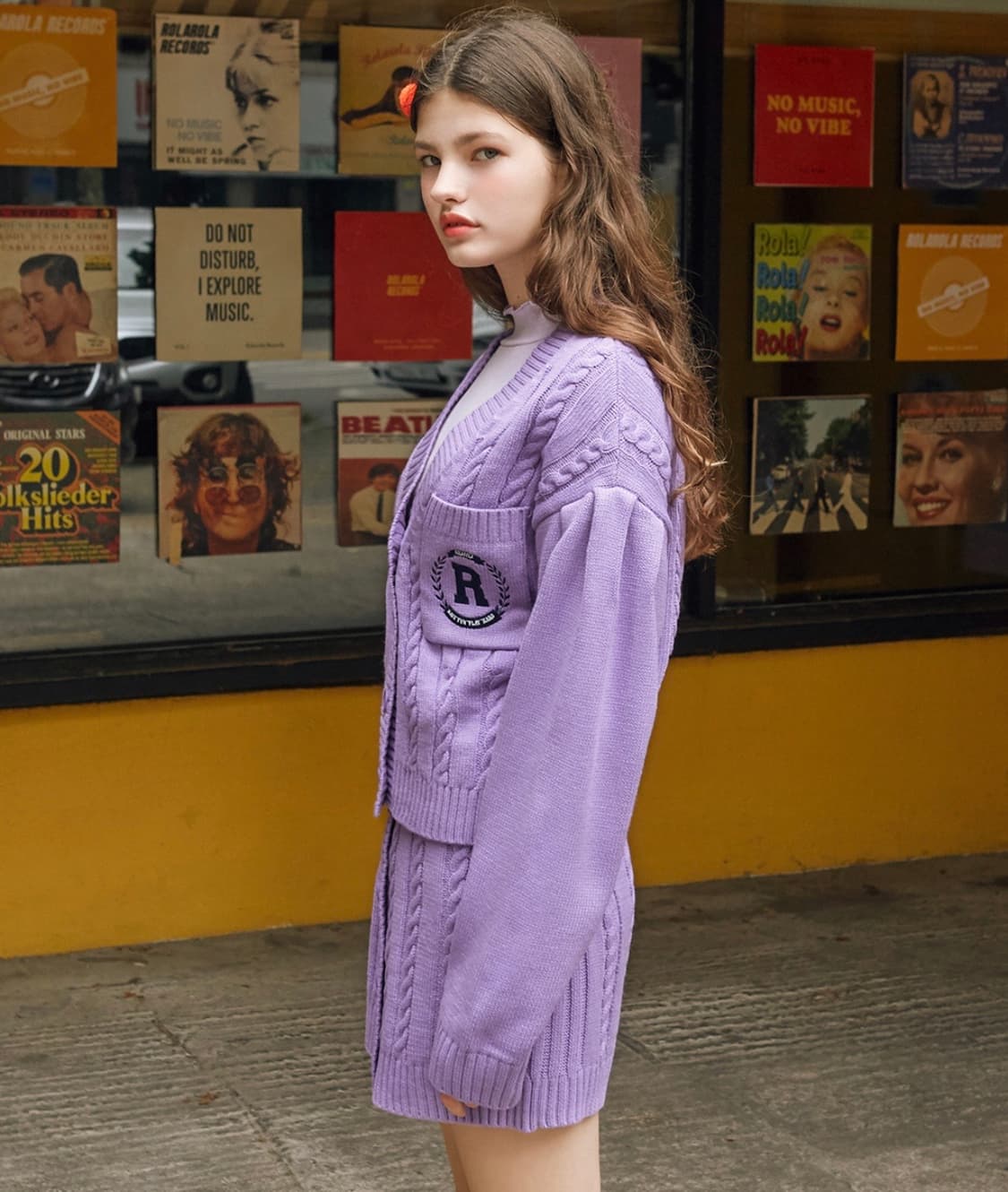 로라로라 니트 가디건,스커트 라벤더 상품이미지2