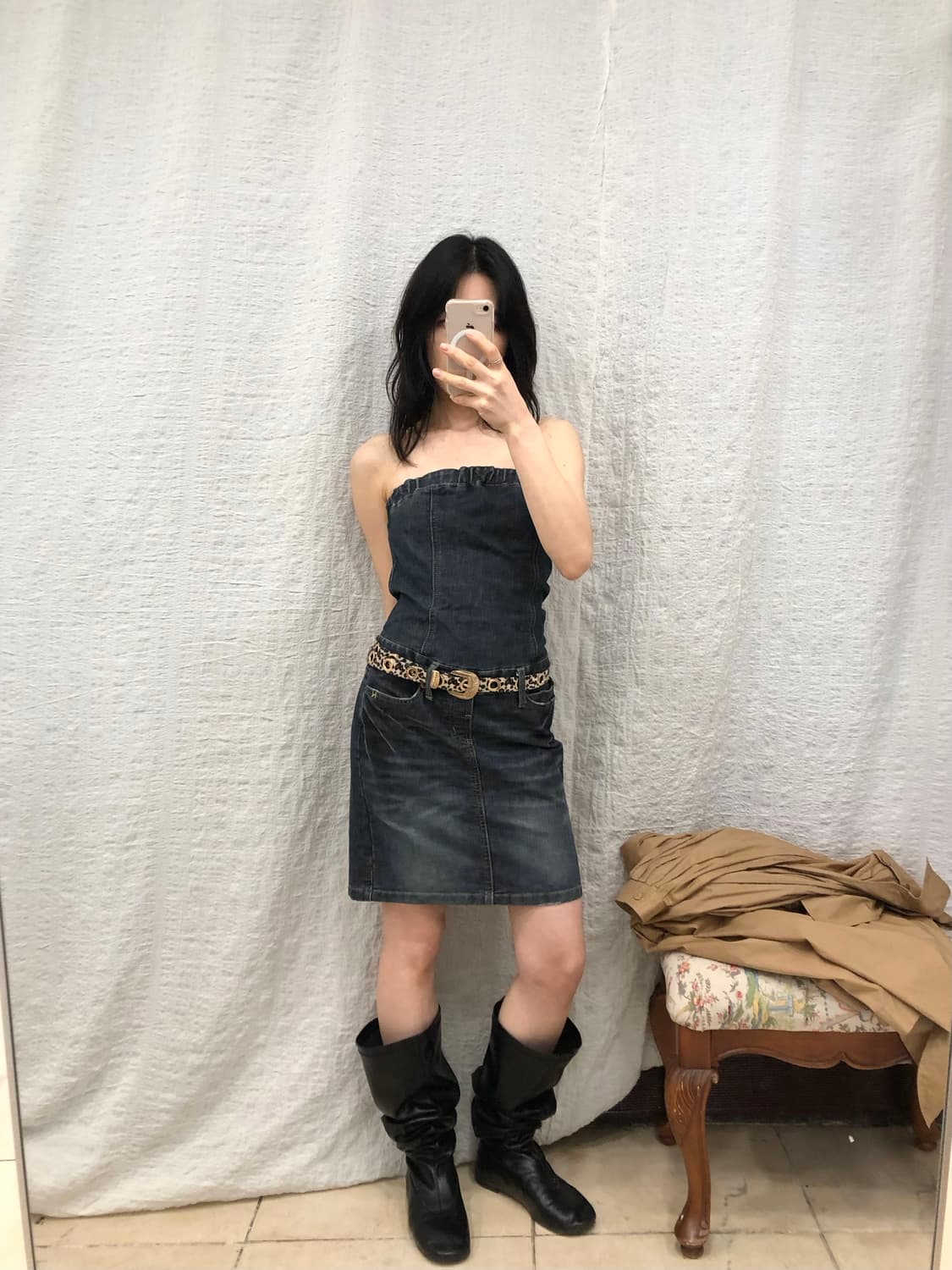 Heart pockets denim ops 상품이미지2