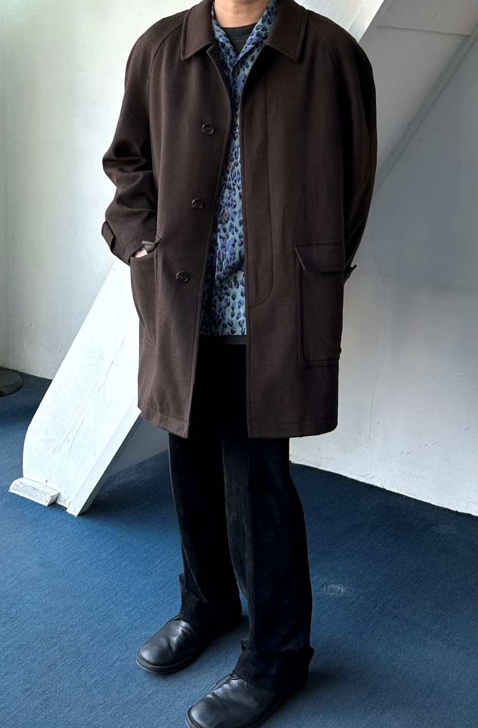 Cashmere wool blend Balmacaan mid coat 상품이미지10