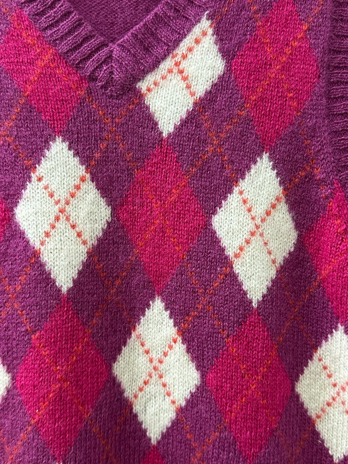 BEAMS BOY 빔즈 울 100% 아가일 니트 베스트 상품이미지4