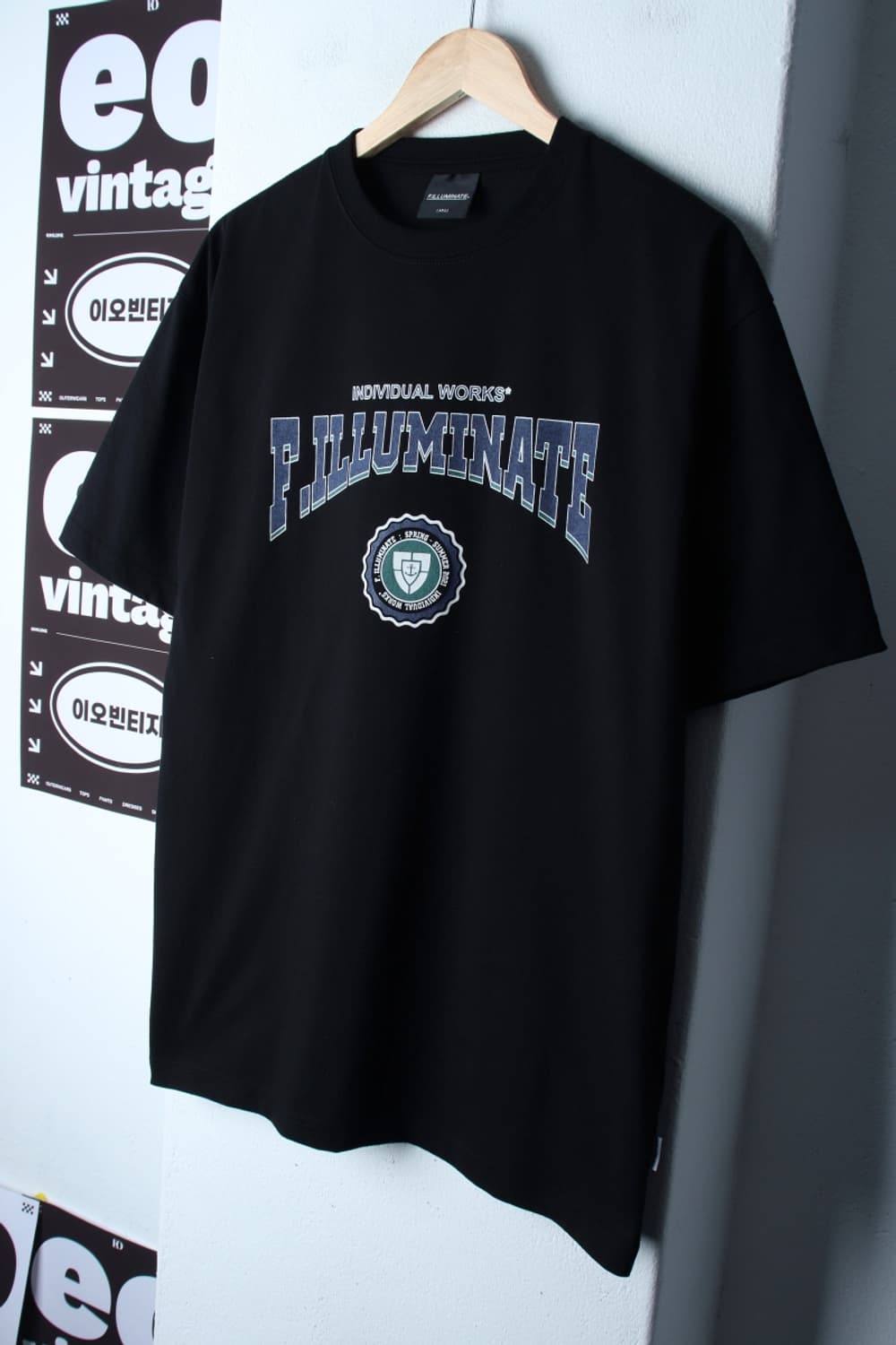 (L-2XL) 필루미네이트 반팔 티셔츠 빅로고 블랙 올드스쿨-H32563 상품이미지1