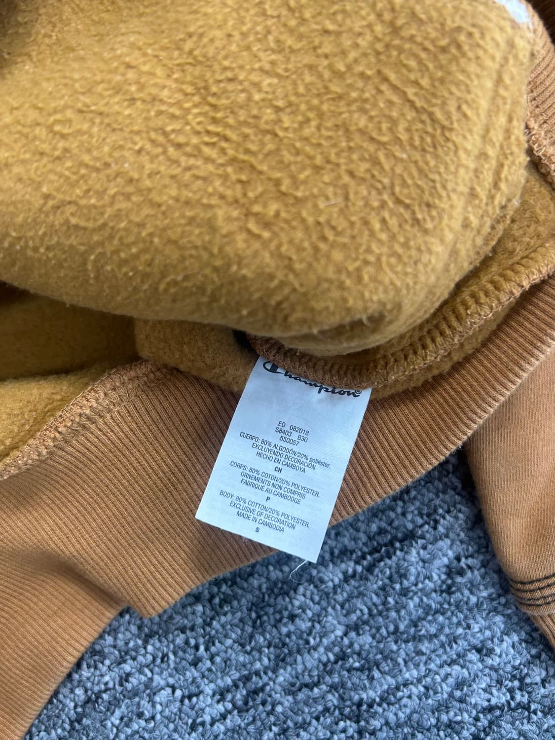 챔피온 x 팀버랜드 빅로고 쉐르파 된장 후드티 S 상품이미지7