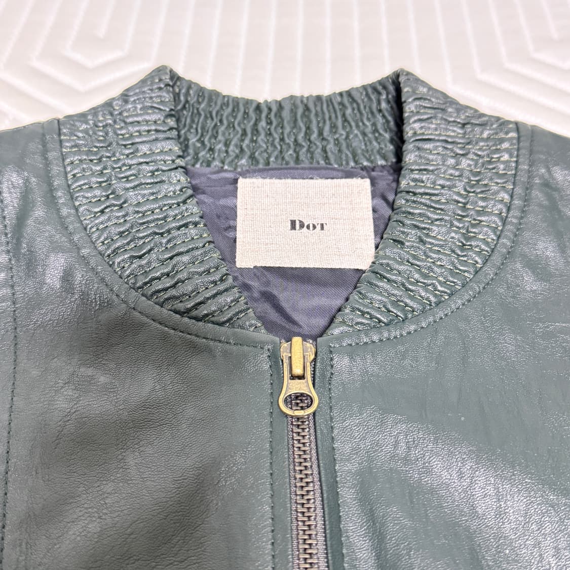 다크 그린 레더 자켓 상품이미지4