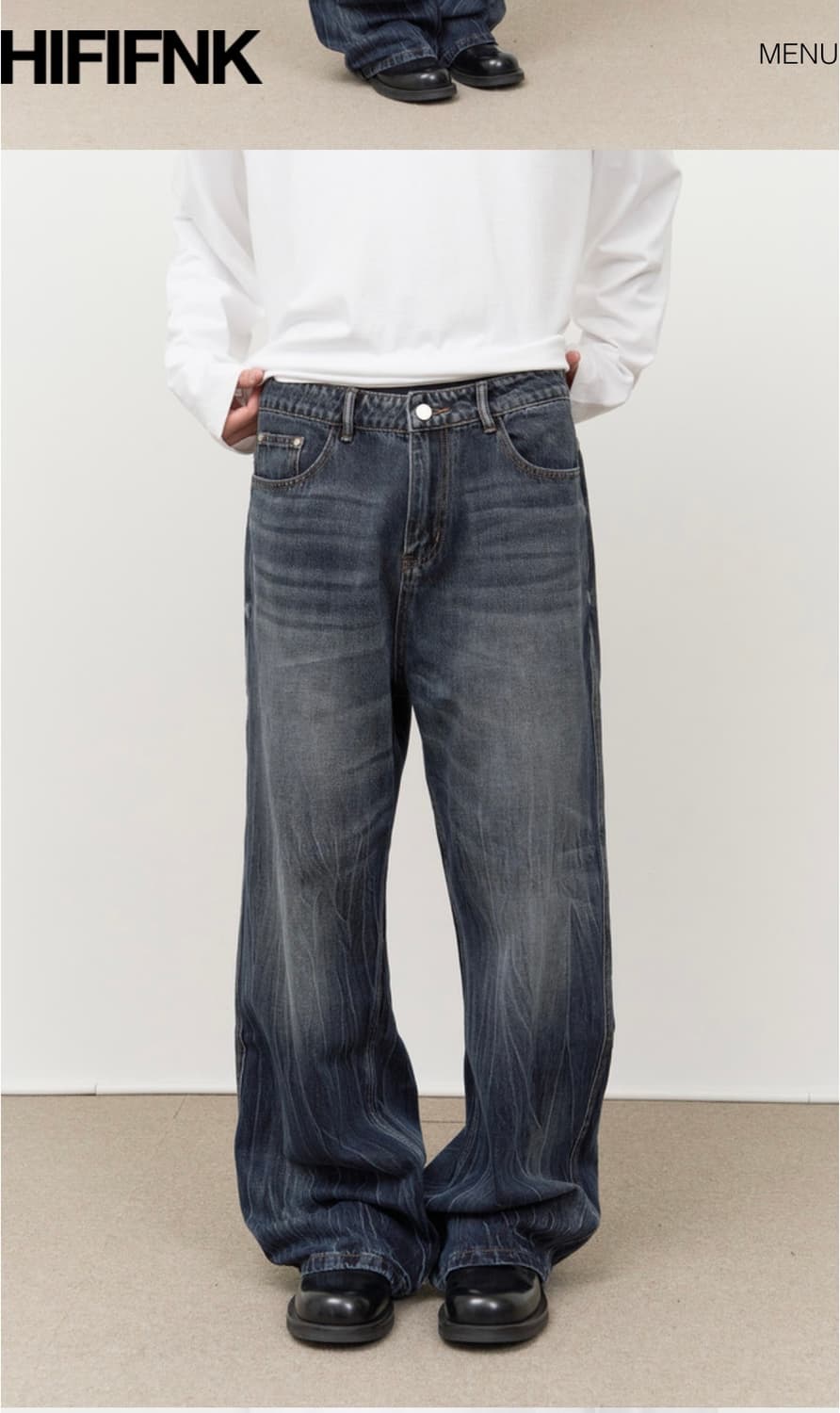 (1회 착용)HIFIFNK Well Washed Denim S사이즈 상품이미지3