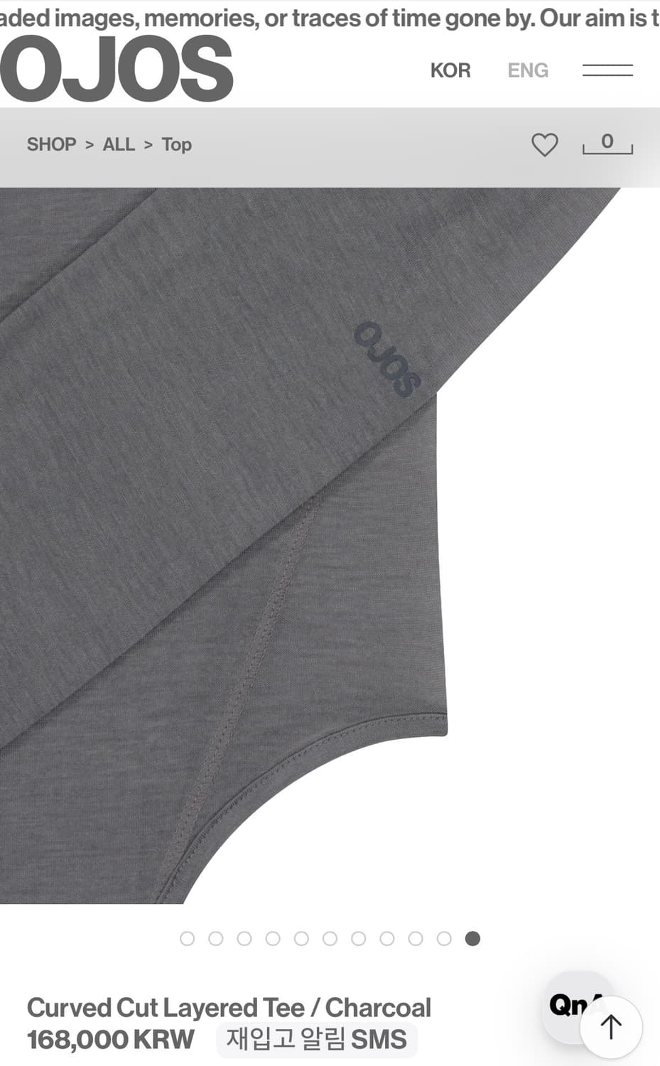 OJOS Curved Cut Layered Tee (Charcoal) 상품이미지5