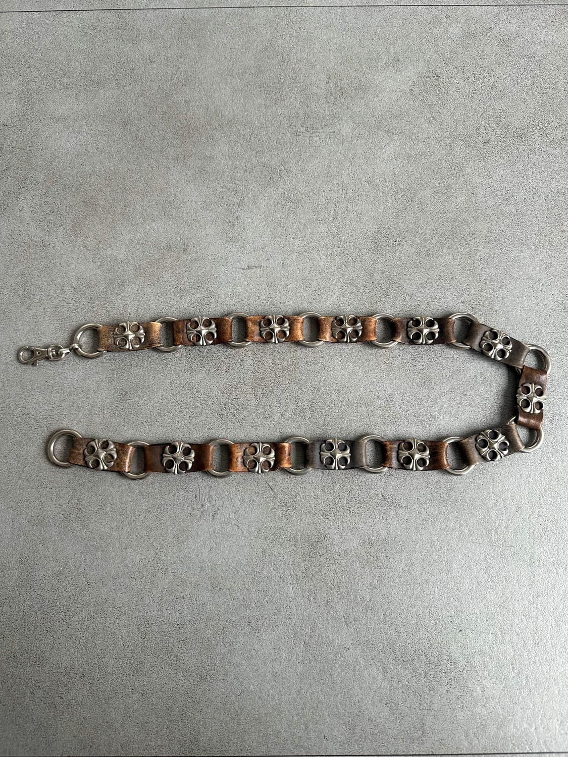 JPN VTG 플로럴 브라운 레더 체인 상품이미지3