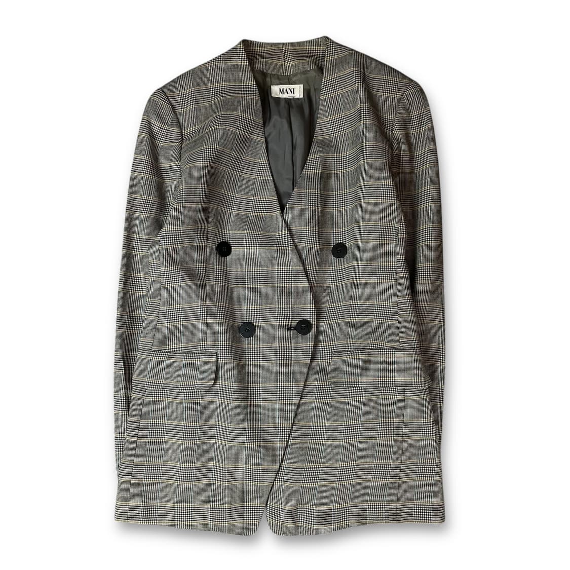 MANI 그레이 체크 패턴 투포켓 블레이저 자켓 상품이미지1