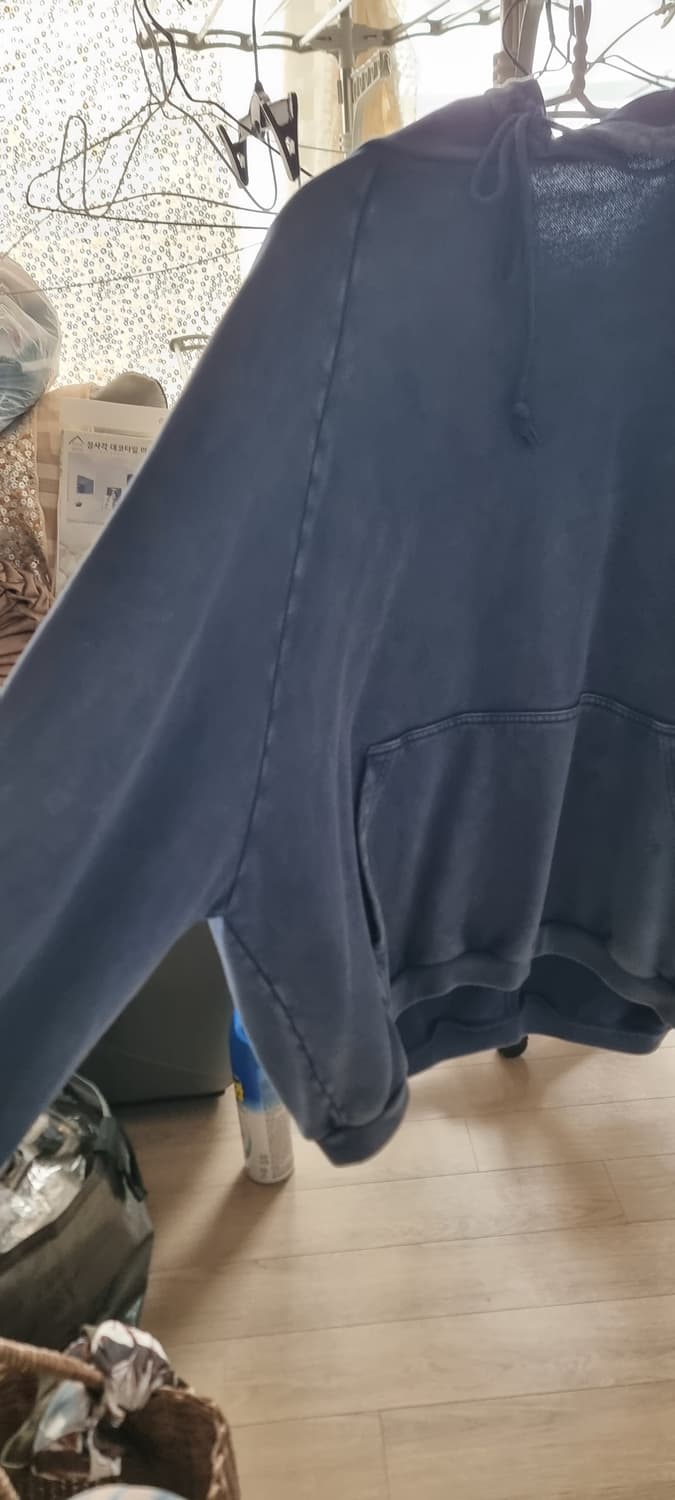물빠진 파란색 오버핏 후드티 상품이미지5