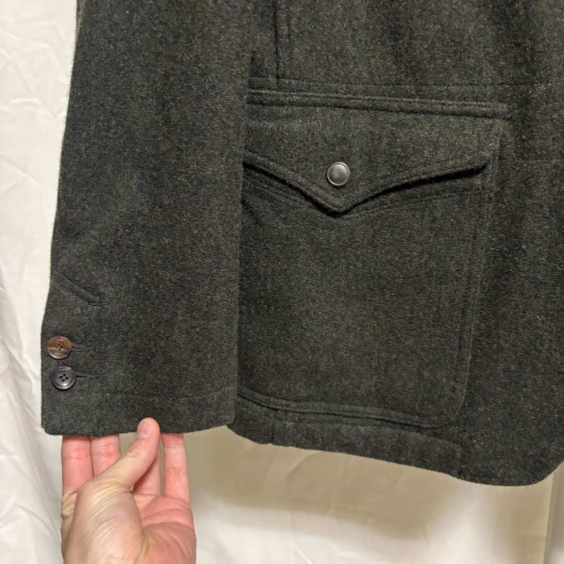 이스트로그 멜톤 울 밀리터리 블레이저 자켓 / 올리브, L 상품이미지6