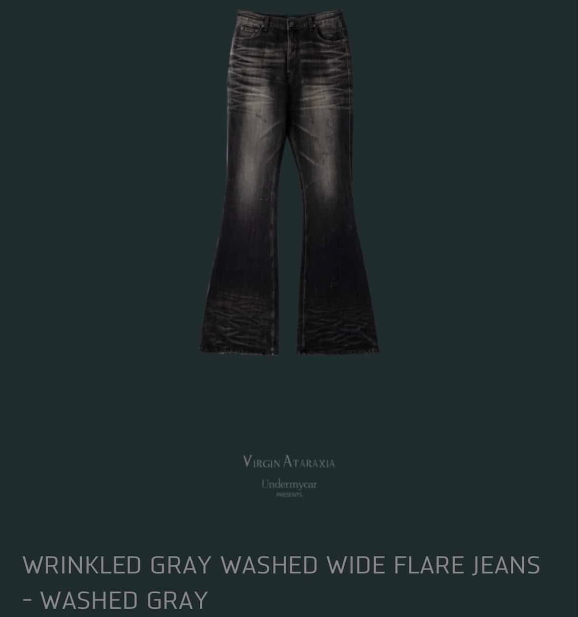 언더마이카  WRINKLED GRAY WASHED 플레어팬츠 상품이미지1