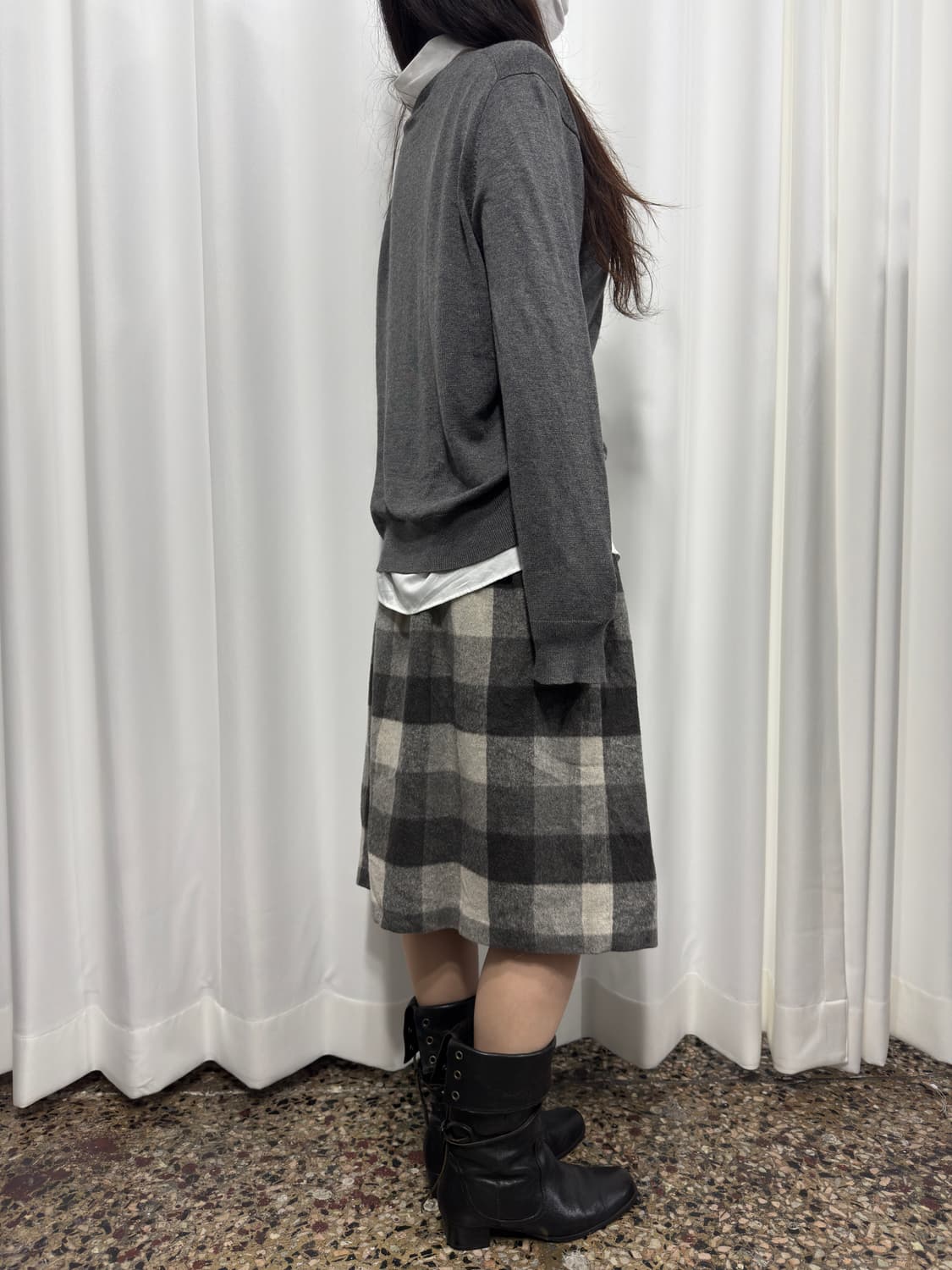check midi skirt 상품이미지4