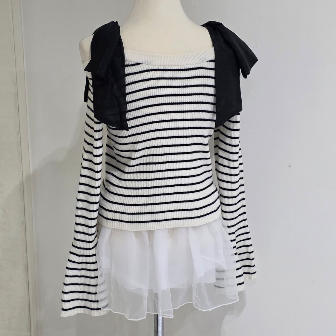 일본빈티지 ingni 양지뢰 리본 오프숄더 긴팔티셔츠 상품이미지5