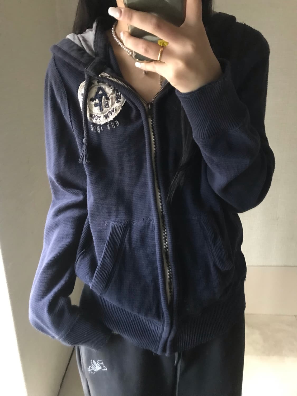 아베크롬비 네이비 와플 니트집업 상품이미지3