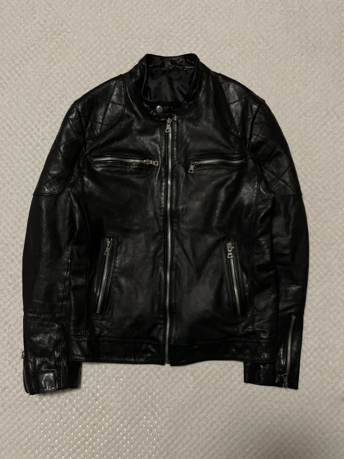 광희시장 웨스턴 무드 램스킨 양가죽 바이커 레더 자켓 상품이미지1