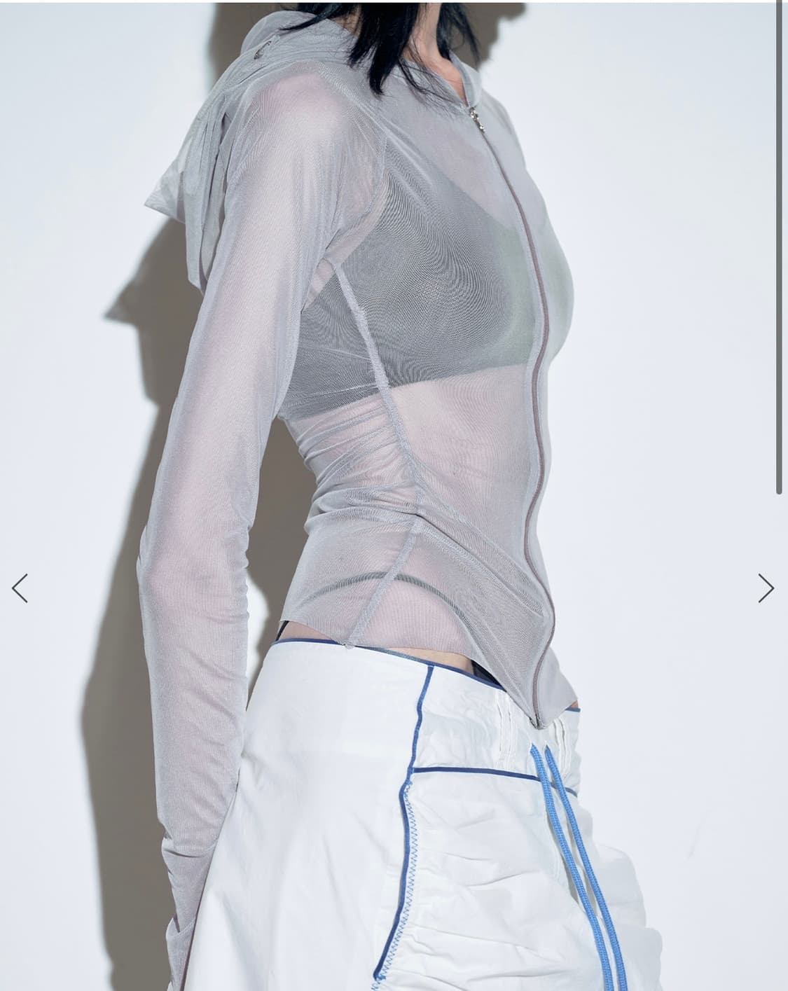 M)스컬프터 메쉬 셔링 집업 여름아우터 Mesh Shirring ice 상품이미지4