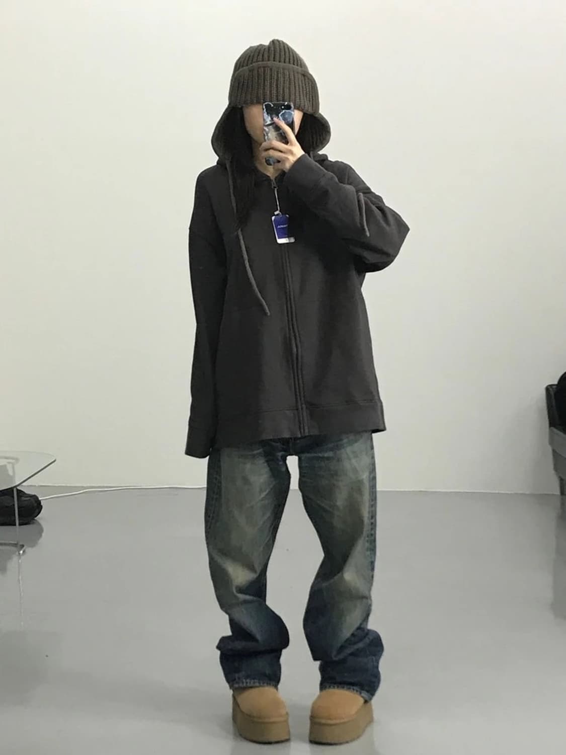 무지 브라운 후드집업 상품이미지1