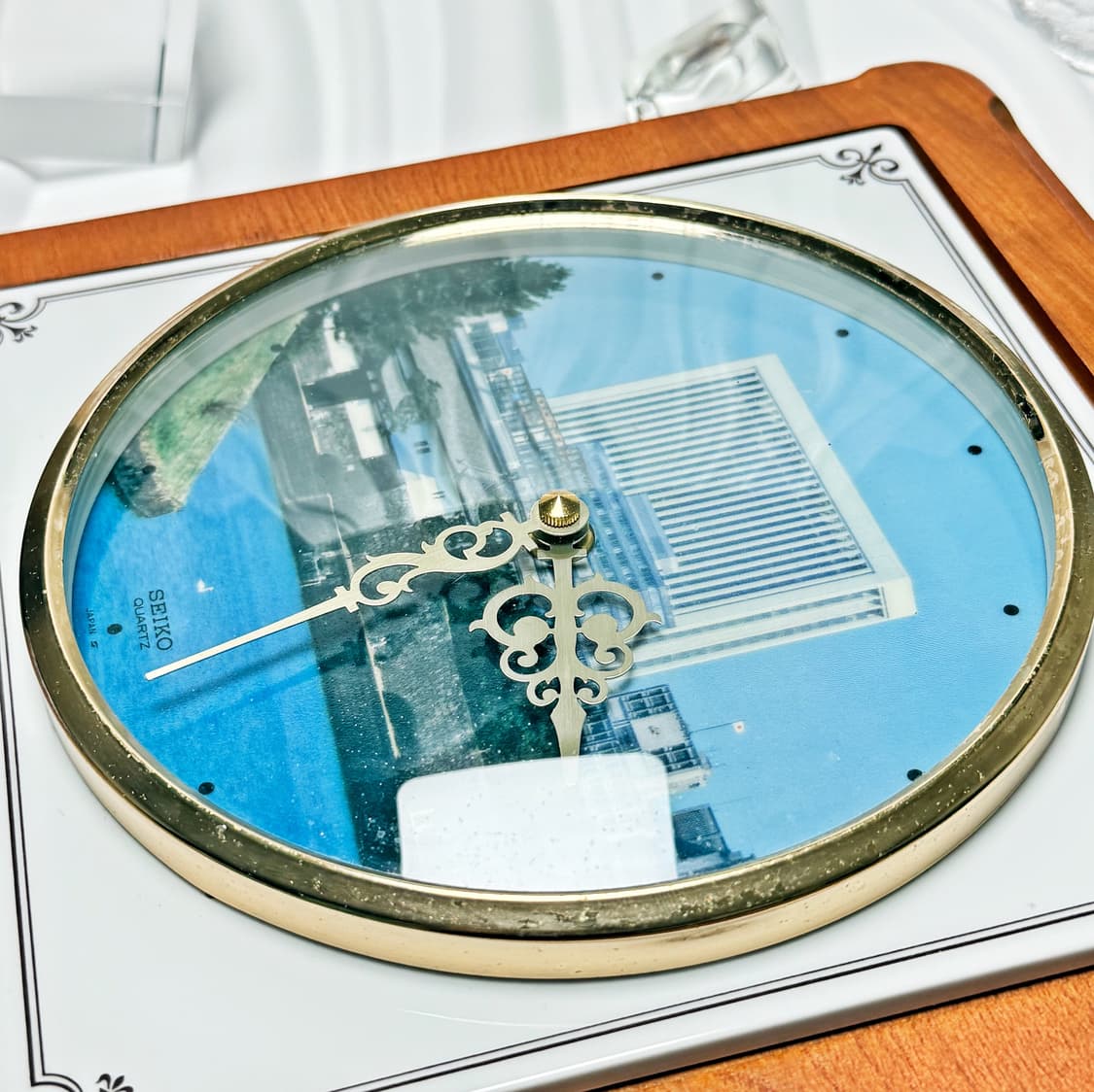 80's90's 세이코 빈티지 우드 프레임 풍경 벽걸이 시계 상품이미지4