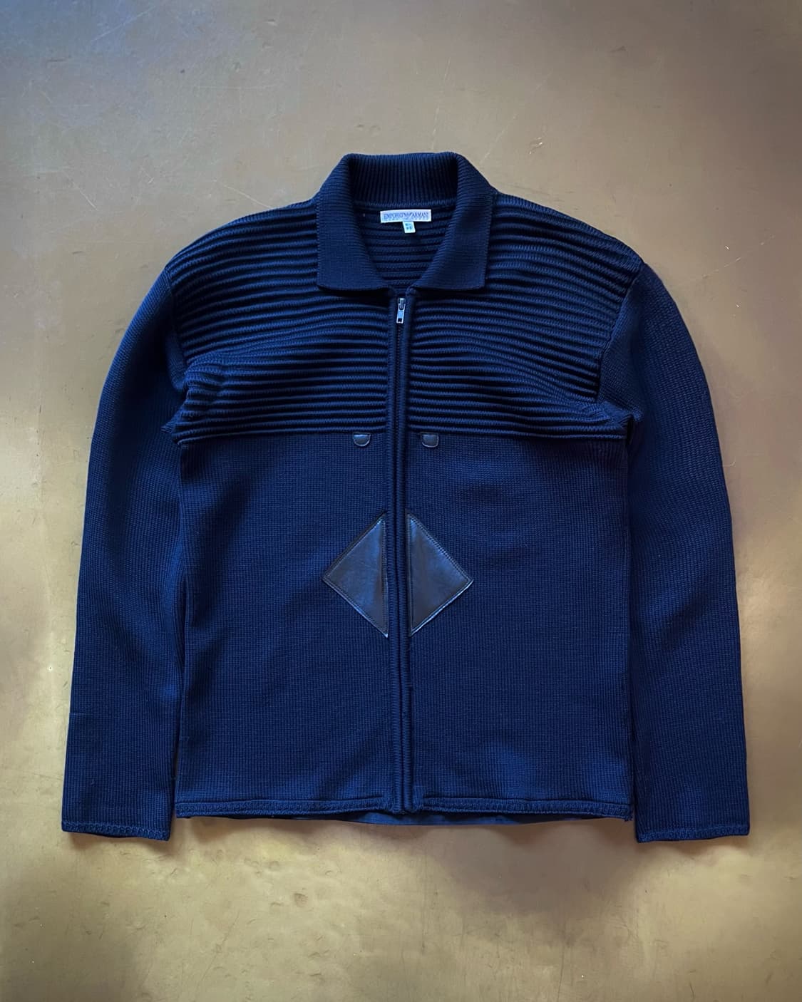 Emporio Armani Leather Patch Knit Zip-Up 상품이미지3