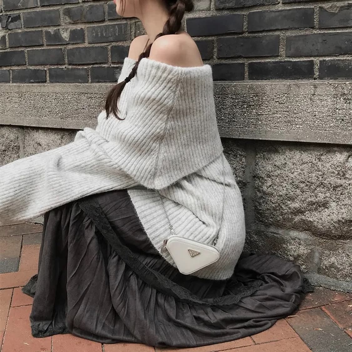 Romantic long skirt grey 상품이미지10