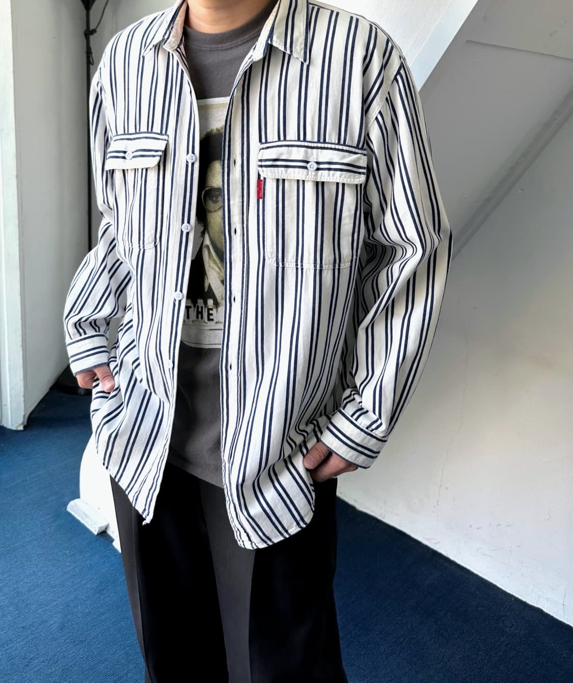 Stripe pattern cotton work shirt 상품이미지7