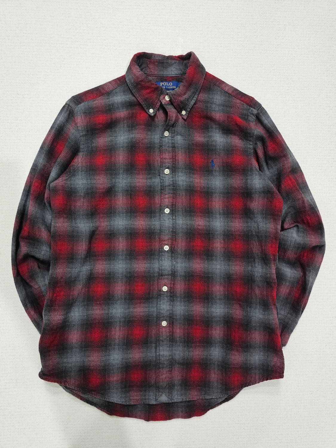 [M] 폴로 랄프로렌 레드/그레이 멀티 체크 코튼 커스텀 핏 셔츠 상품이미지1