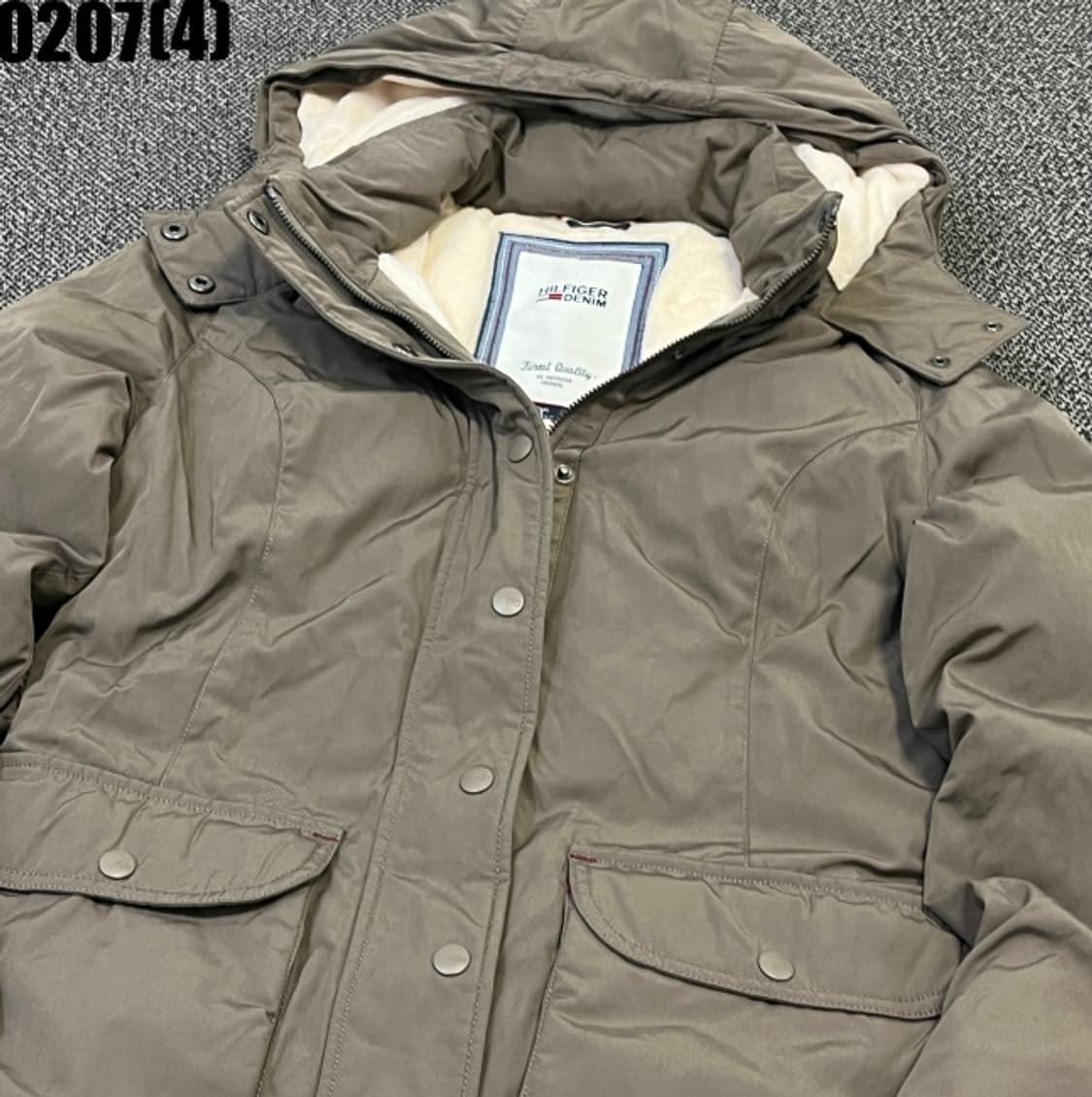 [M]타미힐피거 후드 패딩 점퍼 카키색 0207(4) 상품이미지1