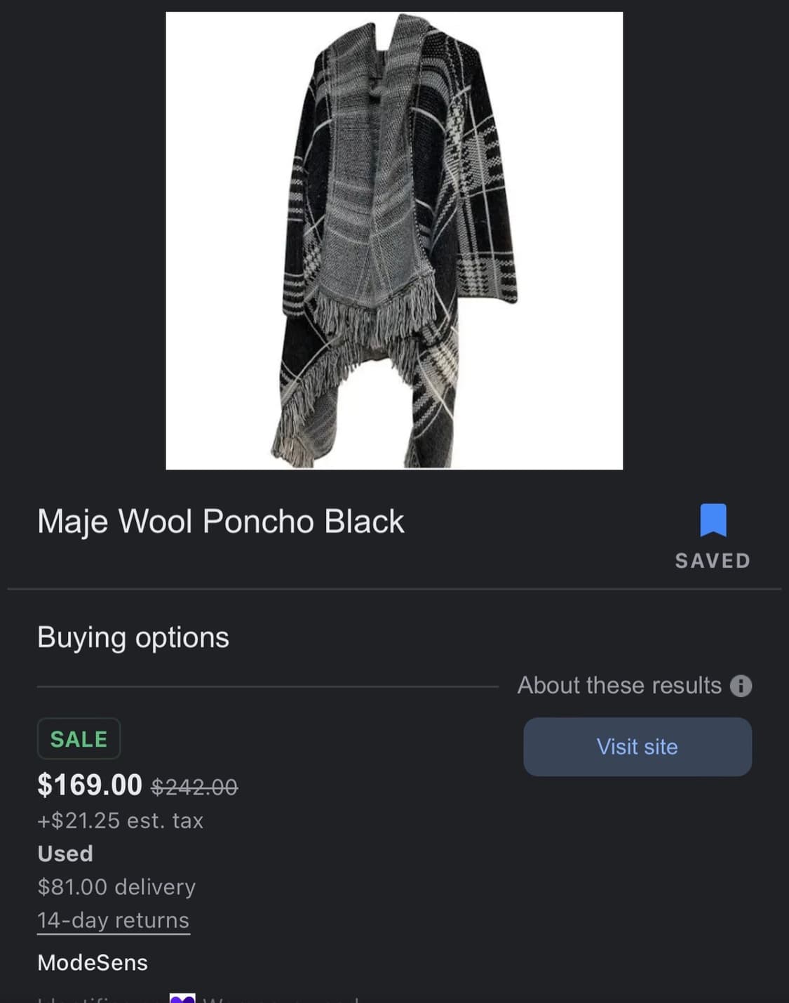 마쥬 울 판초 코트 상품이미지8