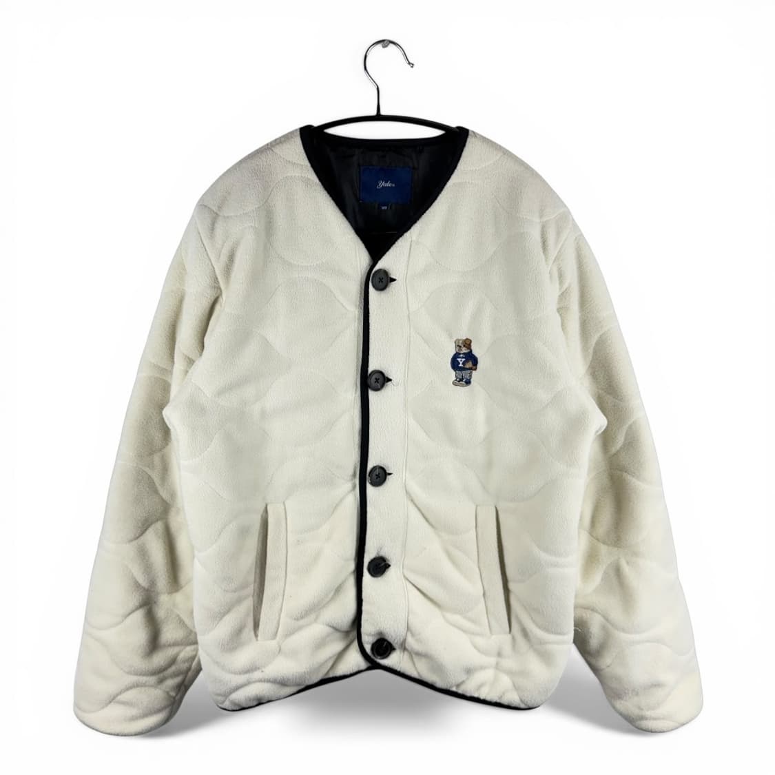S) 예일 엠브로이더리 댄 카라리스 퀼팅 플리스 자켓 아이보리 상품이미지1