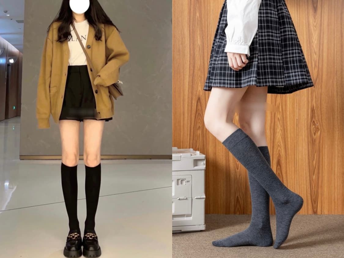 3컬레 가격~ 브라운 그레이 블랙 니삭스 롱 삭스 무릎양말 긴양말  상품이미지1
