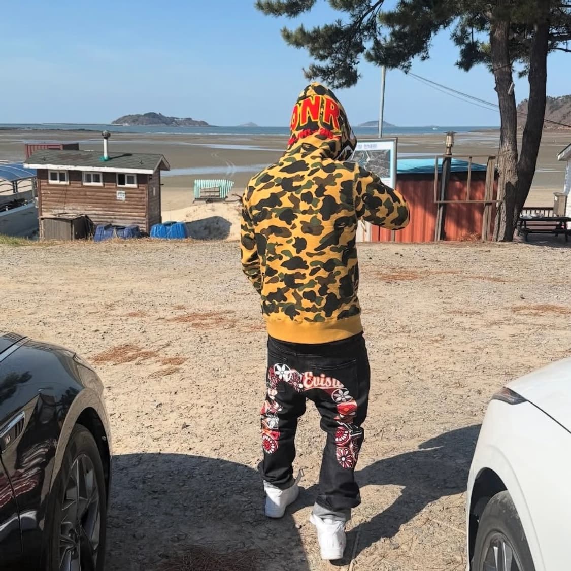 베이프 ponr 카모 황계 샤크 후드집업 상품이미지6