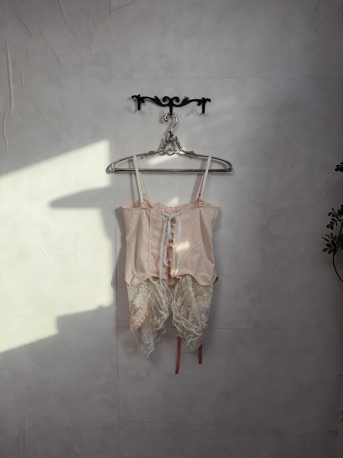 Baby pink dot flower corsage laceup 코르셋 상품이미지7
