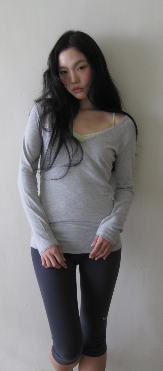 샵페어리 iris long top (melange grey) 상품이미지3