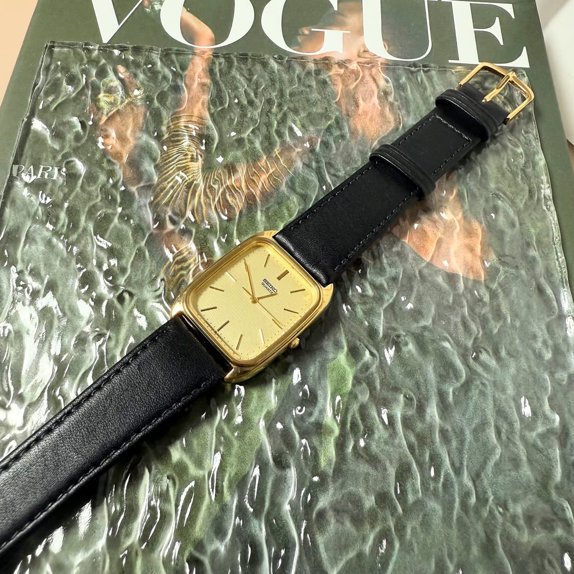 세이코 빈티지 쿼츠 골드 탱크 시계 상품이미지2