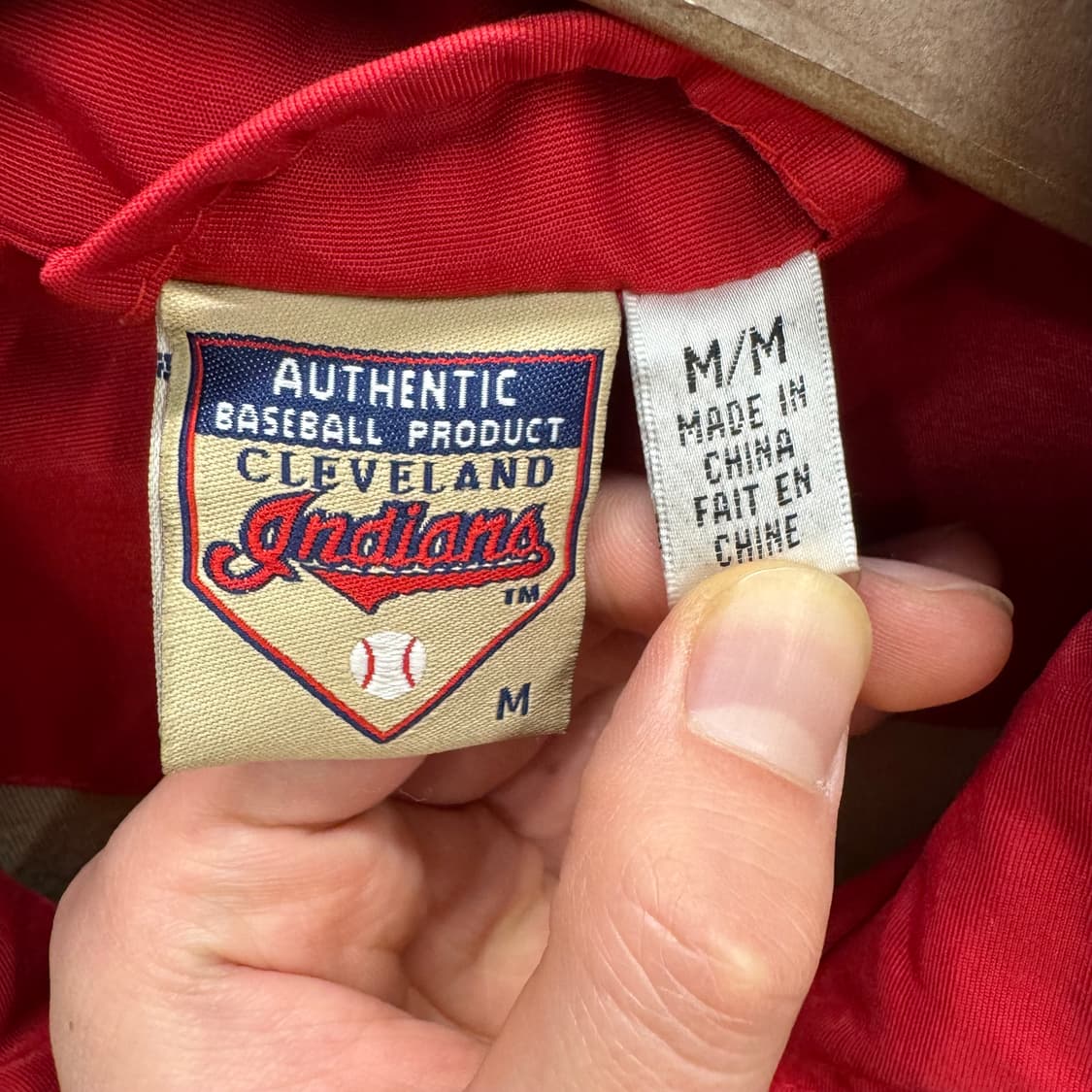 00s MLB 클리블랜드 인디언스 자켓 전면 로고 포인트 베이지 상품이미지7