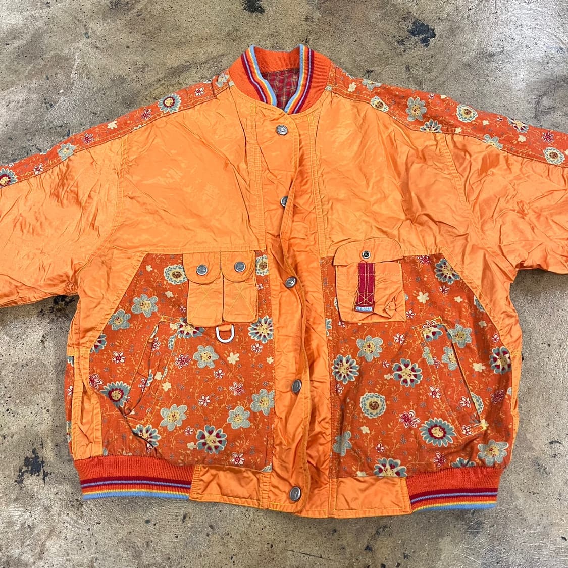 [정품] 오렌지 꽃무늬 봄버 자켓 b19 상품이미지3