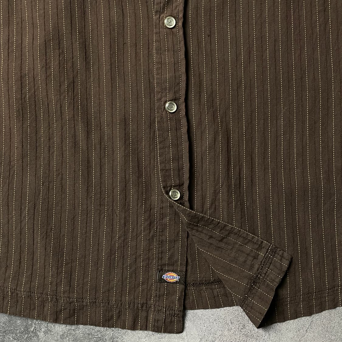 DICKIES 디키즈 브라운 스트라이프 반팔 워크셔츠 A00931 상품이미지5